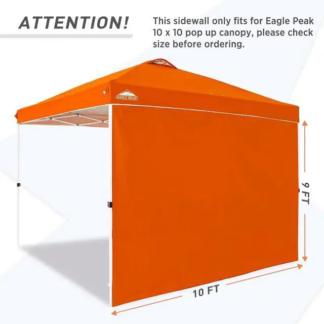 Alt view image 6 of 7 - Sunwall/Sidewall for 10x10 Straight Leg Canopy only, 1 Sidewall, Orange