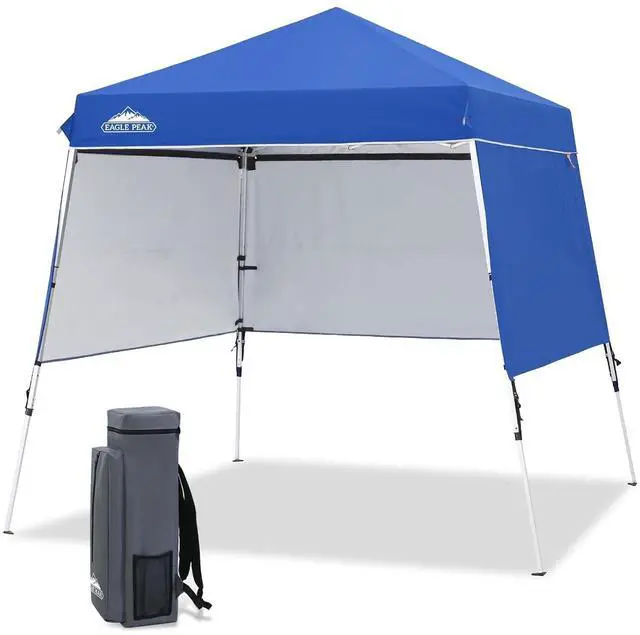 Main image of Day Tripper 8x8 Aluminum Super-Lightweight Slant Leg Pop Up Canopy with 3 Removable Walls, Instant Outdoor Backpack Canopy Tent, Outside Beach Folding Sun Shelter, 8x8 Base 6x6 Top, Blue