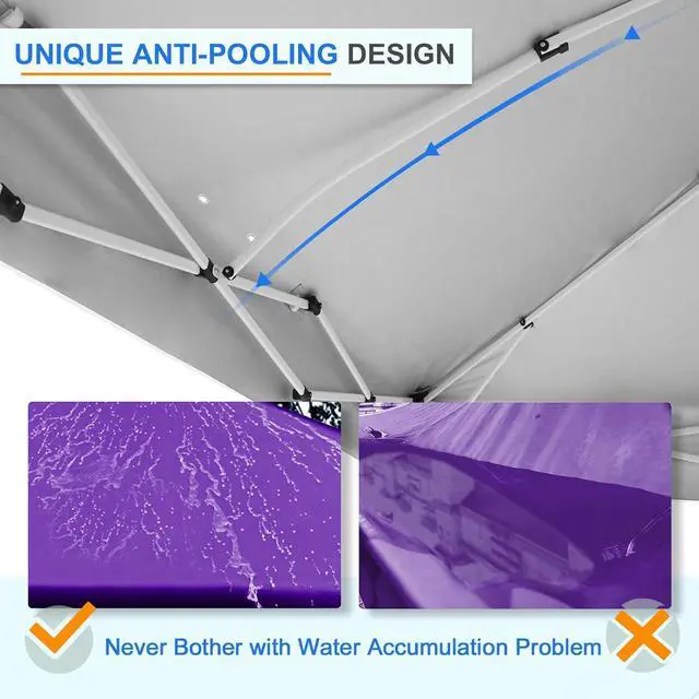 Alt view image 4 of 7 - Commercial Canopy 12x12 Pop Up Canopy Tent with 1 Sidewall, Easy Setup Heavy Duty Instant Event Shelter for Vendors & Markets, Outdoor Sun Shade, Purple