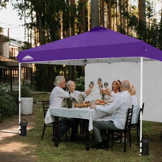 Alt view image 5 of 7 - Commercial Canopy 12x12 Pop Up Canopy Tent with 1 Sidewall, Easy Setup Heavy Duty Instant Event Shelter for Vendors & Markets, Outdoor Sun Shade, Purple