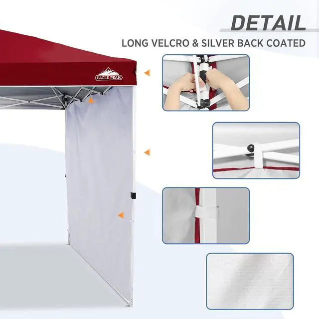 Alt view image 6 of 7 - Sunwall/Sidewall for 10x10 Straight Leg Canopy only, 1 Sidewall, Burgundy