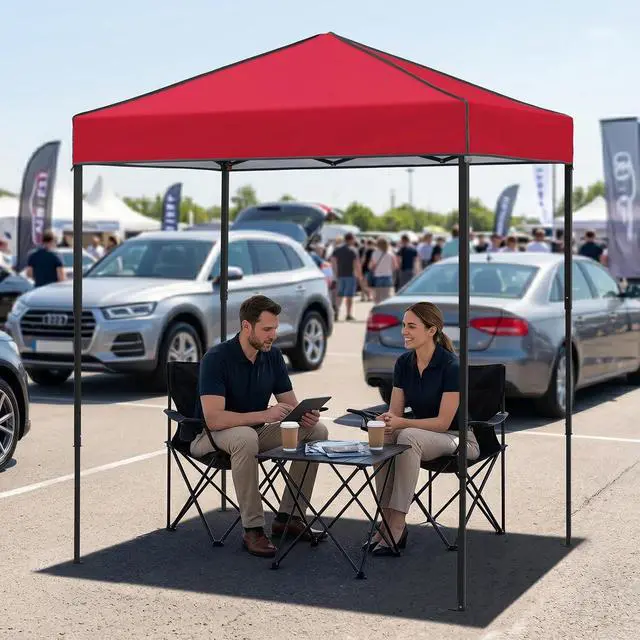 Alt view image 5 of 7 - 6x4 Instant Pop Up Canopy Tent, Straight Leg Sun Shelter, Portable Canopy with Carry Bag for Camping, Beach & Sports, Red