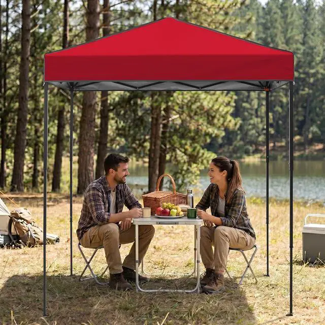 Alt view image 7 of 7 - 6x4 Instant Pop Up Canopy Tent, Straight Leg Sun Shelter, Portable Canopy with Carry Bag for Camping, Beach & Sports, Red