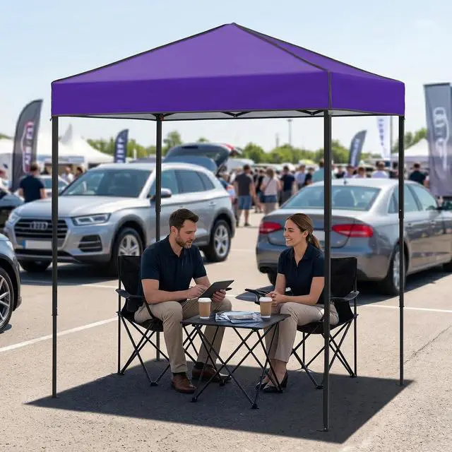 Alt view image 5 of 7 - 6x4 Instant Pop Up Canopy Tent, Straight Leg Sun Shelter, Portable Canopy with Carry Bag for Camping, Beach & Sports, Purple
