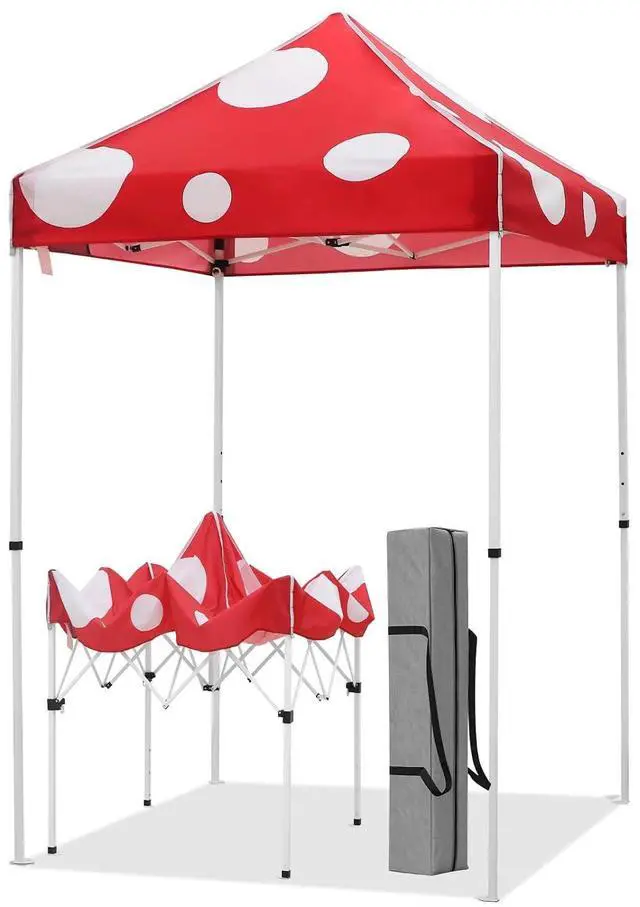 Main image of 5x5 Pop Up Canopy Tent Instant Outdoor Canopy Easy Set-up Straight Leg Folding Shelter, Red Mushroom