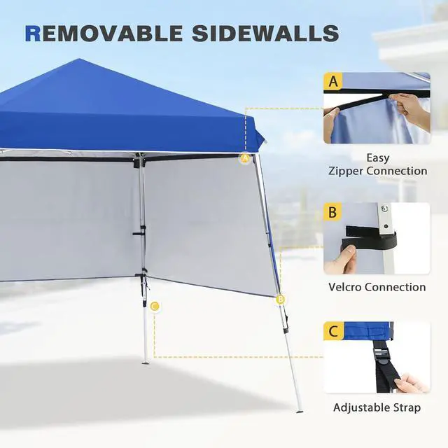 Alt view image 7 of 7 - Day Tripper 8x8 Aluminum Super-Lightweight Slant Leg Pop Up Canopy with 3 Removable Walls, Instant Outdoor Backpack Canopy Tent, Outside Beach Folding Sun Shelter, 8x8 Base 6x6 Top, Blue