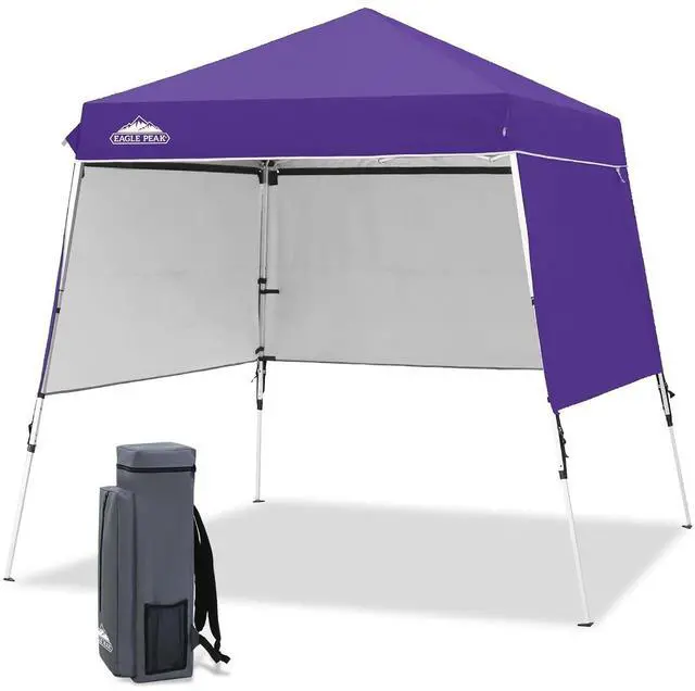 Main image of Day Tripper 8x8 Aluminum Super-Lightweight Slant Leg Pop Up Canopy with 3 Removable Walls, Instant Outdoor Backpack Canopy Tent, Outside Beach Folding Sun Shelter, 8x8 Base 6x6 Top, Purple