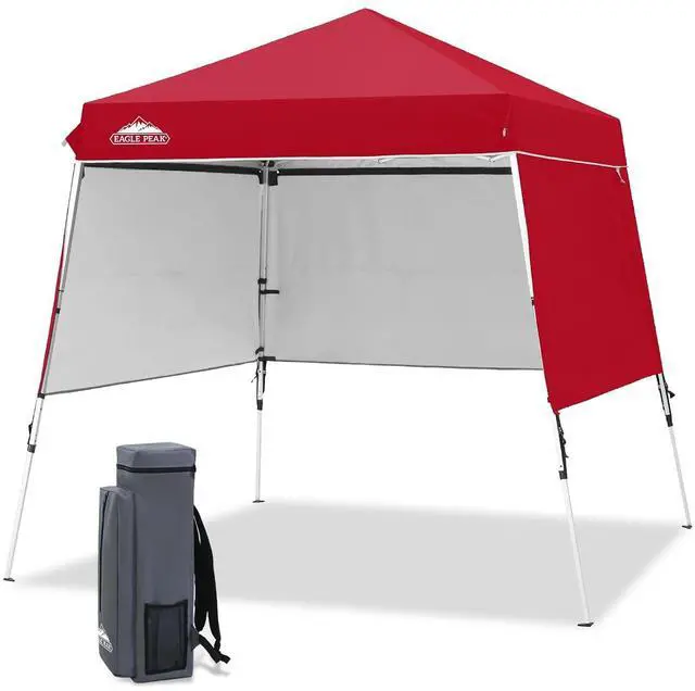 Main image of Day Tripper 8x8 Aluminum Super-Lightweight Slant Leg Pop Up Canopy with 3 Removable Walls, Instant Outdoor Backpack Canopy Tent, Outside Beach Folding Sun Shelter, 8x8 Base 6x6 Top, Red