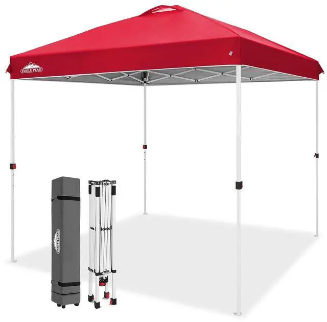 Main image of Pop Up Canopy Tent with Wheeled Carry Bag, 8 Stakes, 4 Ropes, Easy Set Up Tent Canopy, 8x8 ft, Red