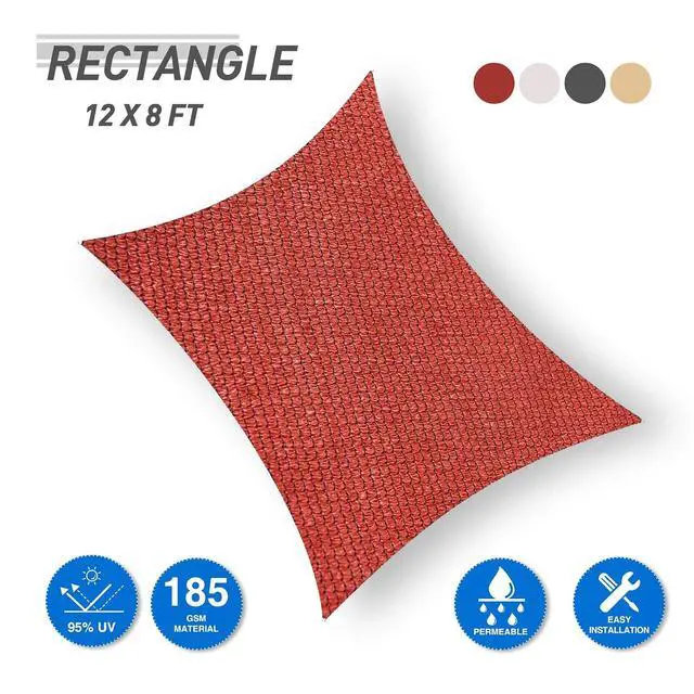 Alt view image 2 of 7 - Sun Shade Sail Rectangle Canopy 8' x 12' UV Block Awning for Outdoor Patio Lawn Garden Backyard Deck (Terra)