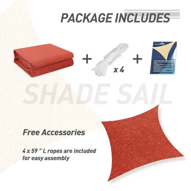 Alt view image 5 of 7 - Sun Shade Sail Rectangle Canopy 8' x 12' UV Block Awning for Outdoor Patio Lawn Garden Backyard Deck (Terra)