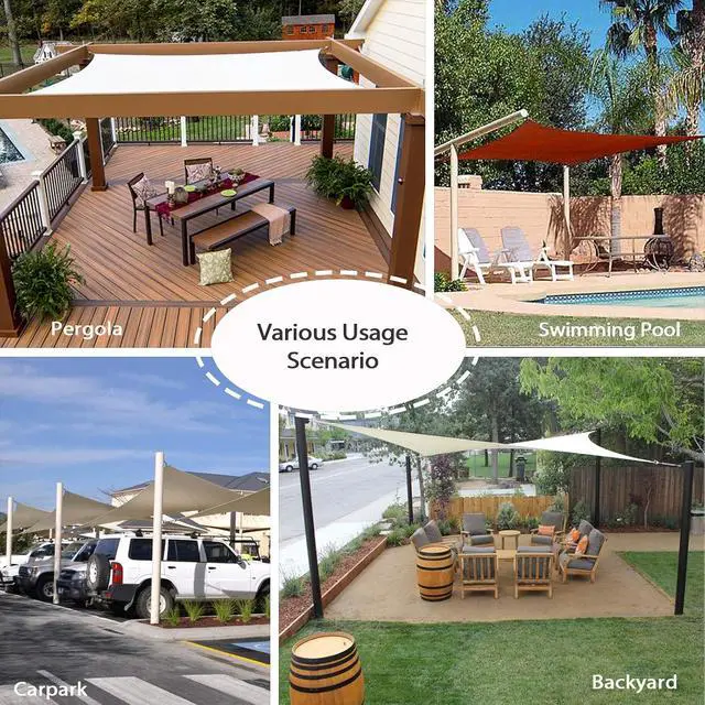 Alt view image 6 of 7 - Sun Shade Sail Rectangle Canopy 8' x 12' UV Block Awning for Outdoor Patio Lawn Garden Backyard Deck (Terra)