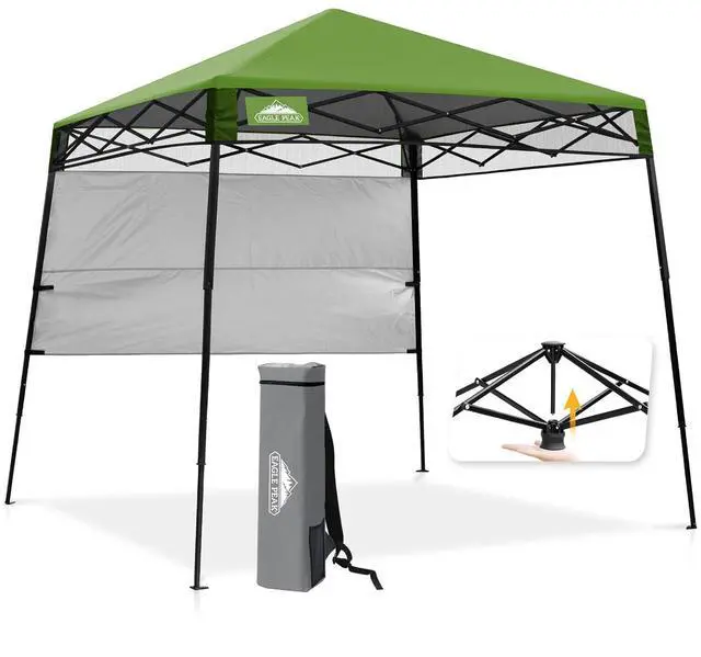 Main image of 8x8 Pop Up Canopy Tent with Sidewall, Compact, Portable Slant Leg Instant Sun Shelter for Beach, Sports, & Camping, 8x8 Base 6x6 Top, Grass Green