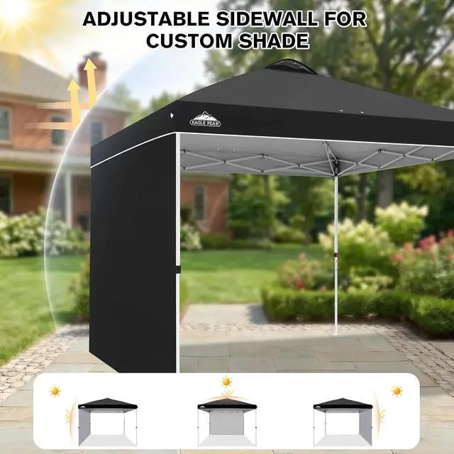 Alt view image 7 of 7 - Commercial Canopy 10x10 Pop Up Canopy Tent with 1 Sidewall, Easy Setup Heavy Duty Instant Event Shelter for Vendors & Markets, Outdoor Sun Shade, Black