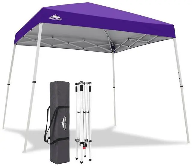 Main image of 10x10 Slant Leg Pop-up Canopy Tent Easy One Person Setup Instant Outdoor Beach Canopy Folding Portable Sports Shelter 10x10 Base 8x8 Top (Purple)