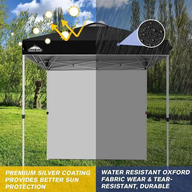 Alt view image 2 of 7 - Commercial Canopy 6.6x6.6 Pop Up Canopy Tent with 1 Sidewall, Easy Setup Heavy Duty Instant Event Shelter for Vendors & Markets, Outdoor Sun Shade, Black