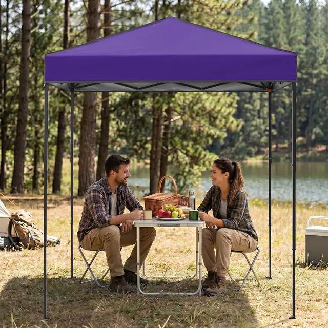 Alt view image 7 of 7 - 6x4 Instant Pop Up Canopy Tent, Straight Leg Sun Shelter, Portable Canopy with Carry Bag for Camping, Beach & Sports, Purple