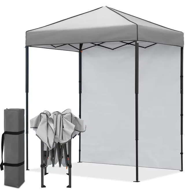 Main image of 6x4 Instant Pop Up Canopy Tent with 1 Side Wall Panel, Straight Leg Sun Shelter, Portable Canopy with Carry Bag for Camping, Beach & Sports, Gray