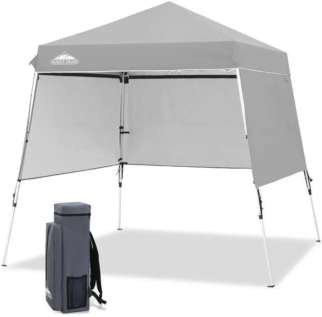Main image of Day Tripper 8x8 Aluminum Super-Lightweight Pop Up Canopy with 3 Removable Walls, Instant Outdoor Backpack Canopy Tent, Outside Beach Folding Sun Shelter, 8x8 Base 6x6 Top, Light Gray