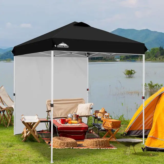 Alt view image 5 of 7 - Commercial Canopy 6.6x6.6 Pop Up Canopy Tent with 1 Sidewall, Easy Setup Heavy Duty Instant Event Shelter for Vendors & Markets, Outdoor Sun Shade, Black