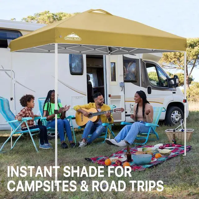 Alt view image 5 of 7 - Pop Up Canopy Tent with Wheeled Carry Bag, 8 Stakes, 4 Ropes, Easy Set Up Tent Canopy, 8x8 ft, Beige