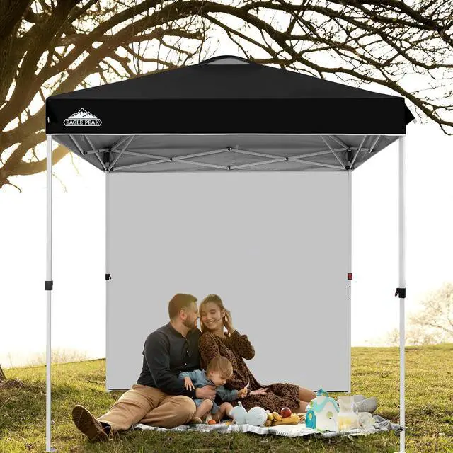 Alt view image 7 of 7 - Commercial Canopy 6.6x6.6 Pop Up Canopy Tent with 1 Sidewall, Easy Setup Heavy Duty Instant Event Shelter for Vendors & Markets, Outdoor Sun Shade, Black