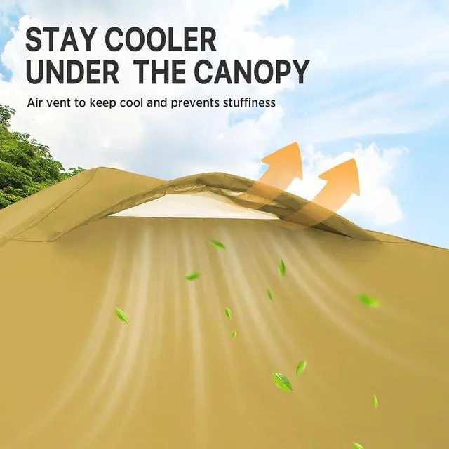 Alt view image 7 of 7 - Pop Up Canopy Tent with Wheeled Carry Bag, 8 Stakes, 4 Ropes, Easy Set Up Tent Canopy, 8x8 ft, Beige