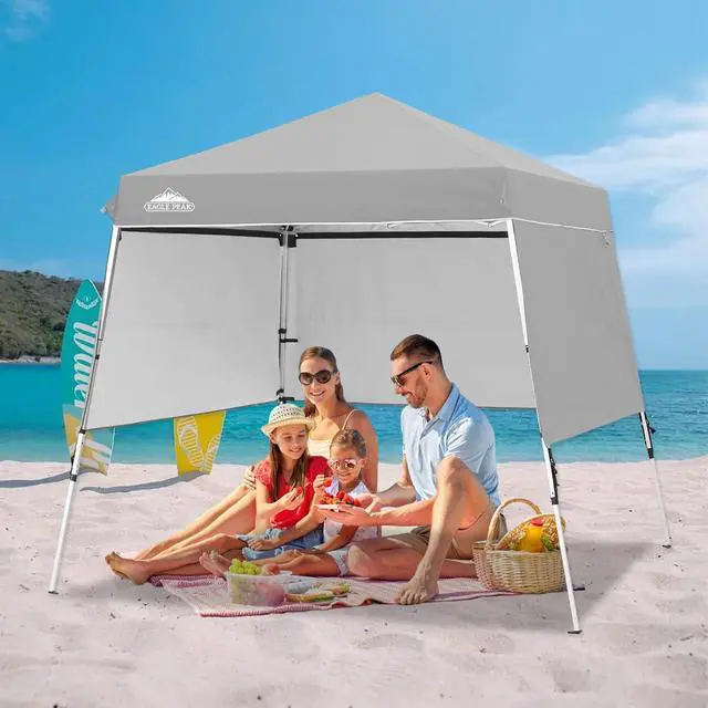 Alt view image 5 of 7 - Day Tripper 8x8 Aluminum Super-Lightweight Pop Up Canopy with 3 Removable Walls, Instant Outdoor Backpack Canopy Tent, Outside Beach Folding Sun Shelter, 8x8 Base 6x6 Top, Light Gray