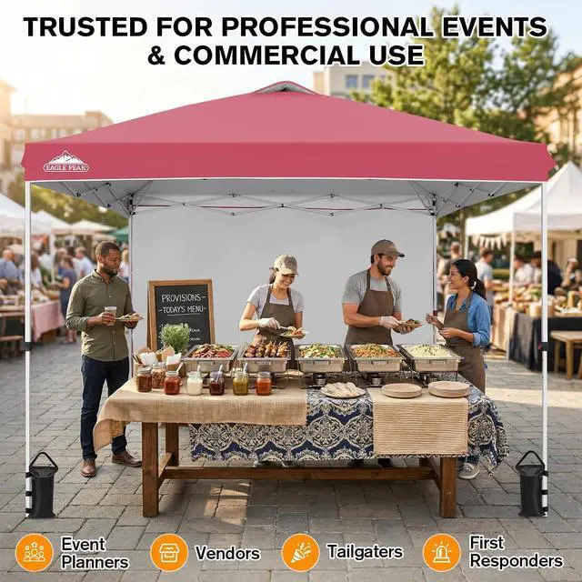 Alt view image 5 of 7 - Commercial Canopy 10x10 Pop Up Canopy Tent with 1 Sidewall, Easy Setup Heavy Duty Instant Event Shelter for Vendors & Markets, Outdoor Sun Shade, Peach Pink