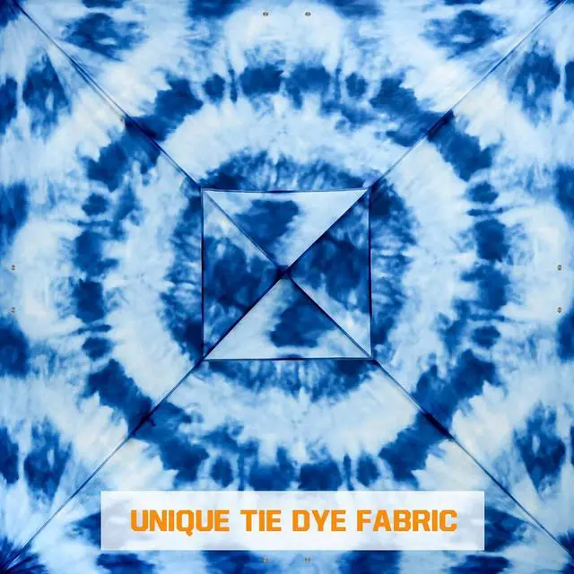 Alt view image 6 of 7 - Pop Up Canopy Tent with Wheeled Carry Bag, 8 Stakes, 4 Ropes, 4 Weight Bags, Easy Set Up Tent Canopy, 10x10 ft, 100sqft of Shade, Tie Dye Blue