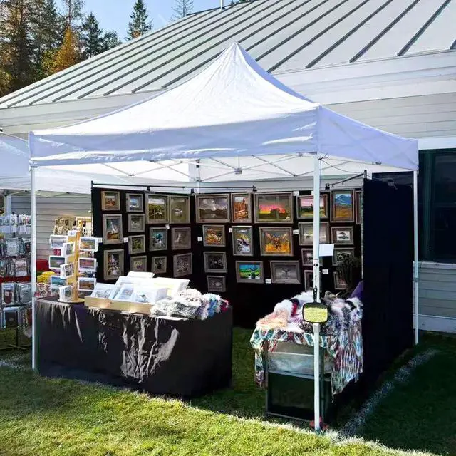 Alt view image 5 of 7 - 10x10 Commercial Canopy with High Peak, Pop Up Canopy Tent with Reinforced Frame, Easy Setup for Vendor Events, Markets, and Tradeshows, White