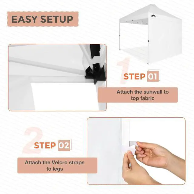 Alt view image 2 of 7 - Sunwall/Sidewall for 10 x 10 ft Commercial Pop Up Canopy Tent MarketPlace Canopy only, 1 Sidewall, White