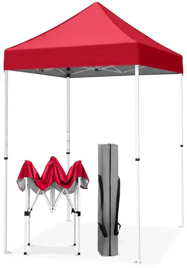 Main image of 5x5 Pop Up Canopy Tent Instant Outdoor Canopy Easy Set-up Straight Leg Folding Shelter, Red
