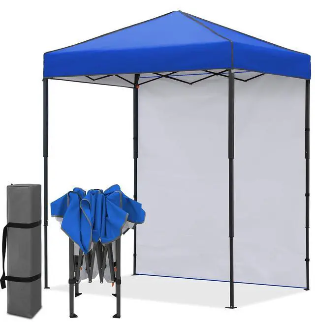 Main image of 6x4 Instant Pop Up Canopy Tent with 1 Side Wall Panel, Straight Leg Sun Shelter, Portable Canopy with Carry Bag for Camping, Beach & Sports, Blue