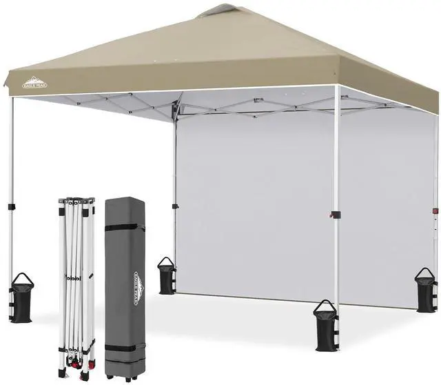 Main image of Commercial Canopy 10x10 Pop Up Canopy Tent with 1 Sidewall, Easy Setup Heavy Duty Instant Event Shelter for Vendors & Markets, Outdoor Sun Shade, Light Beige
