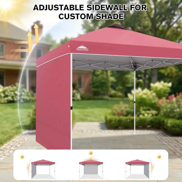 Alt view image 7 of 7 - Commercial Canopy 10x10 Pop Up Canopy Tent with 1 Sidewall, Easy Setup Heavy Duty Instant Event Shelter for Vendors & Markets, Outdoor Sun Shade, Peach Pink