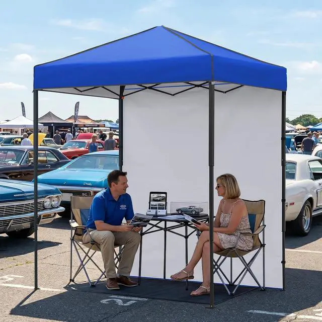 Alt view image 5 of 7 - 6x4 Instant Pop Up Canopy Tent with 1 Side Wall Panel, Straight Leg Sun Shelter, Portable Canopy with Carry Bag for Camping, Beach & Sports, Blue