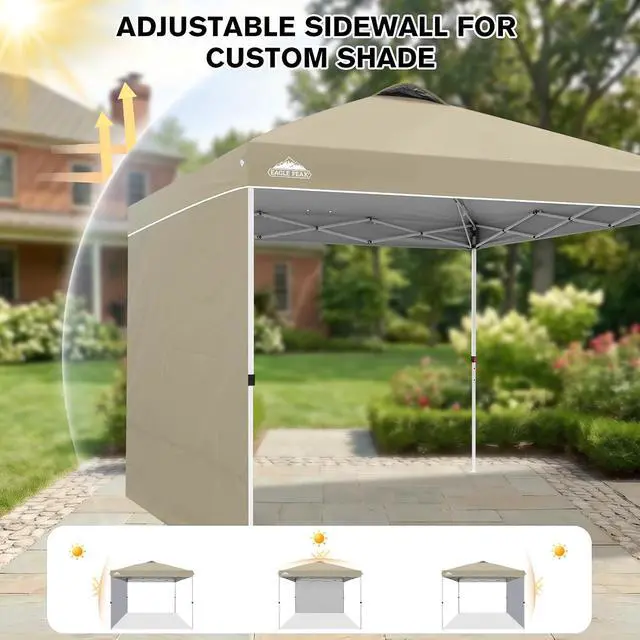 Alt view image 7 of 7 - Commercial Canopy 10x10 Pop Up Canopy Tent with 1 Sidewall, Easy Setup Heavy Duty Instant Event Shelter for Vendors & Markets, Outdoor Sun Shade, Light Beige