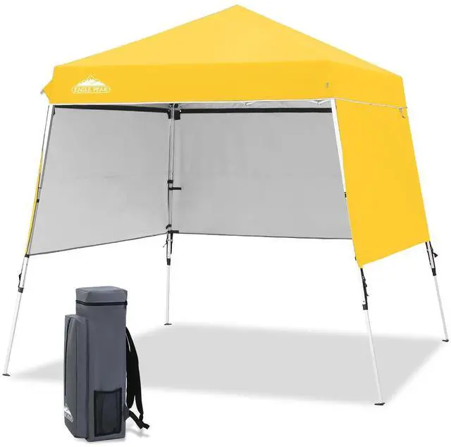Main image of Day Tripper 8x8 Aluminum Super-Lightweight Slant Leg Pop Up Canopy with 3 Removable Walls, Instant Outdoor Backpack Canopy Tent, Outside Beach Folding Sun Shelter, 8x8 Base 6x6 Top, Yellow