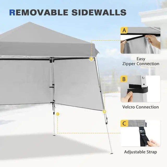 Alt view image 7 of 7 - Day Tripper 8x8 Aluminum Super-Lightweight Pop Up Canopy with 3 Removable Walls, Instant Outdoor Backpack Canopy Tent, Outside Beach Folding Sun Shelter, 8x8 Base 6x6 Top, Light Gray