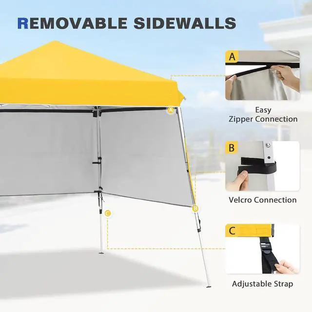 Alt view image 7 of 7 - Day Tripper 8x8 Aluminum Super-Lightweight Slant Leg Pop Up Canopy with 3 Removable Walls, Instant Outdoor Backpack Canopy Tent, Outside Beach Folding Sun Shelter, 8x8 Base 6x6 Top, Yellow