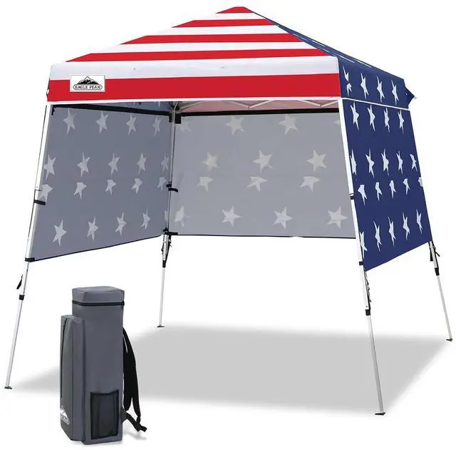 Main image of Day Tripper 8x8 Aluminum Super-Lightweight Pop Up Canopy with 3 Removable Walls, Instant Outdoor Backpack Canopy Tent, Outside Beach Folding Sun Shelter, 8x8 Base 6x6 Top, American Flag