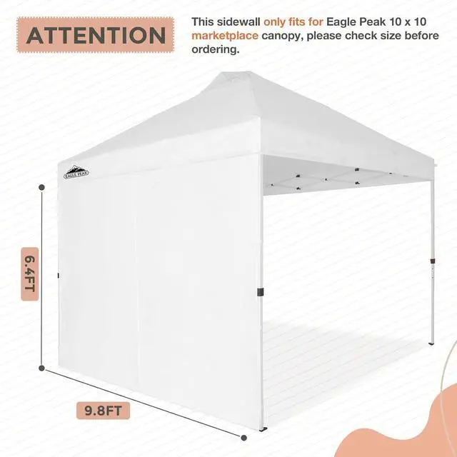 Alt view image 4 of 7 - Sunwall/Sidewall for 10 x 10 ft Commercial Pop Up Canopy Tent MarketPlace Canopy only, 1 Sidewall, White
