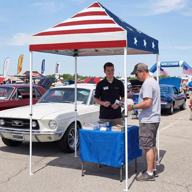 Alt view image 5 of 7 - 5x5 Pop Up Canopy Tent Instant Outdoor Canopy Easy Set-up Straight Leg Folding Shelter, American Flag