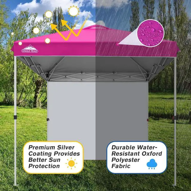 Alt view image 4 of 7 - Commercial Canopy 8x8 Pop Up Canopy Tent with 1 Sidewall, Easy Setup Heavy Duty Instant Event Shelter for Vendors & Markets, Outdoor Sun Shade, Pink