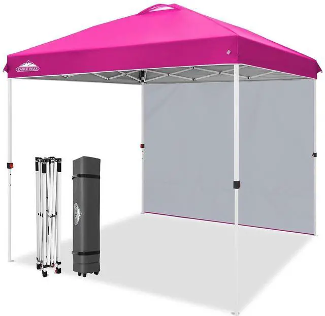Main image of Commercial Canopy 8x8 Pop Up Canopy Tent with 1 Sidewall, Easy Setup Heavy Duty Instant Event Shelter for Vendors & Markets, Outdoor Sun Shade, Pink