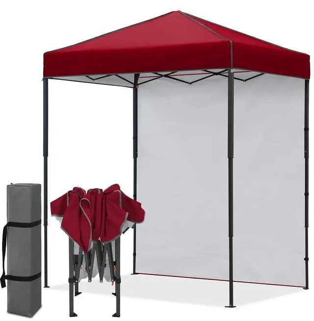 Main image of 6x4 Instant Pop Up Canopy Tent with 1 Side Wall Panel, Straight Leg Sun Shelter, Portable Canopy with Carry Bag for Camping, Beach & Sports, Burgundy