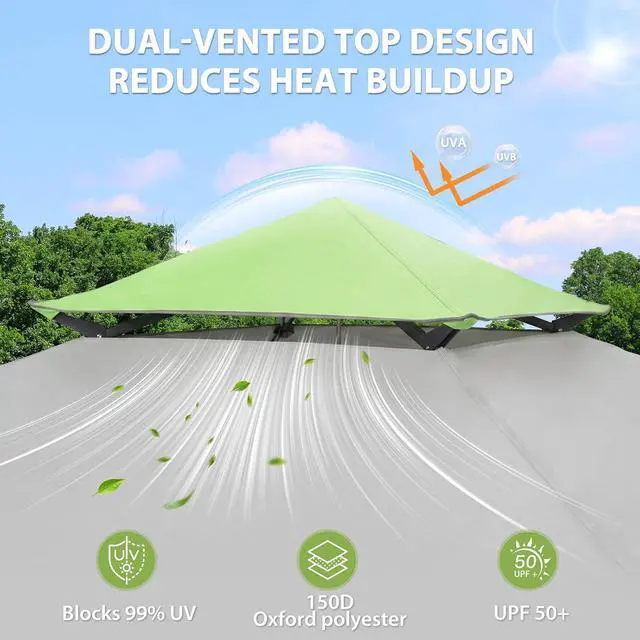 Alt view image 2 of 7 - 13x13 Straight Leg Pop Up Canopy Tent Instant Outdoor Canopy Easy Single Person Set up Folding Shelter w/Auto Extending Eaves 169 Square Feet of Shade (Gray)