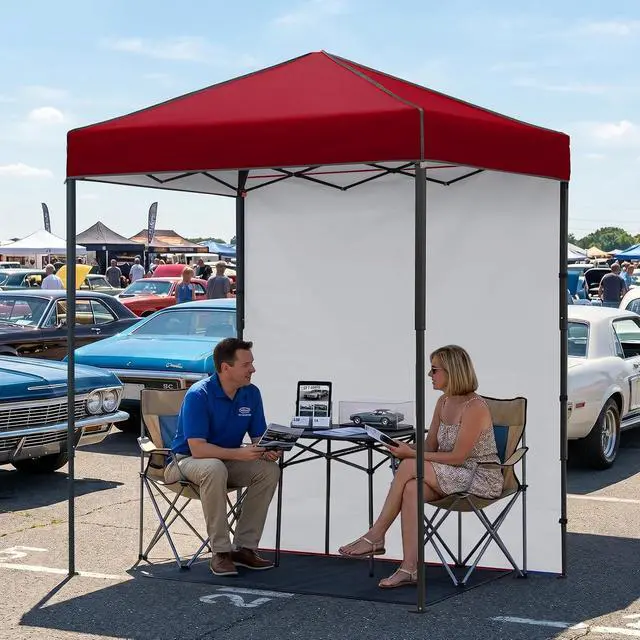 Alt view image 5 of 7 - 6x4 Instant Pop Up Canopy Tent with 1 Side Wall Panel, Straight Leg Sun Shelter, Portable Canopy with Carry Bag for Camping, Beach & Sports, Burgundy