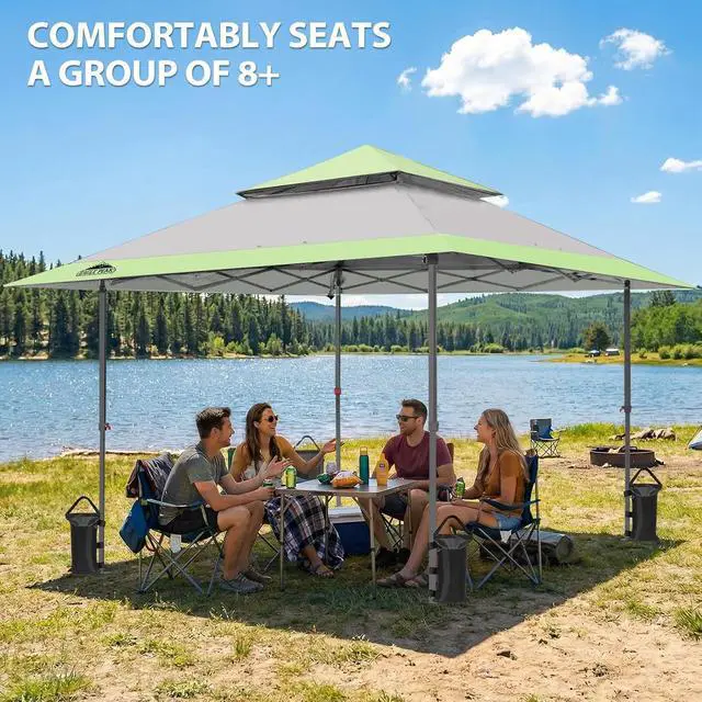 Alt view image 5 of 7 - 13x13 Straight Leg Pop Up Canopy Tent Instant Outdoor Canopy Easy Single Person Set up Folding Shelter w/Auto Extending Eaves 169 Square Feet of Shade (Gray)
